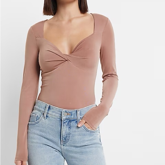 Express Tops - NWT Express Body Contour Silky Twist Front Thong Bodysuit